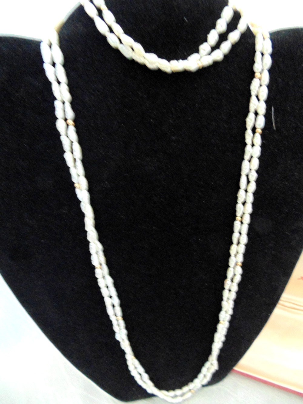 Vtg Freshwater Rice Pearl Fine 14K Gold 2 Strand 24" Necklace 7.5" Bracelet Set